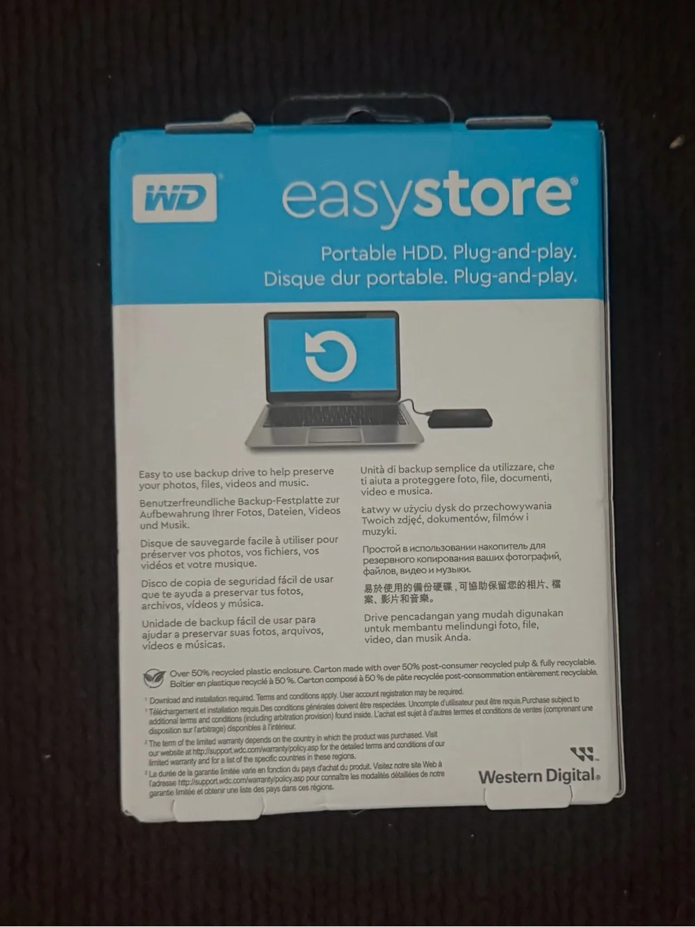 WD Easystore Portable External 3.2 USB Hard Drive - Black